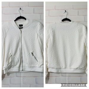 Fate White Textured Bomber Jacket